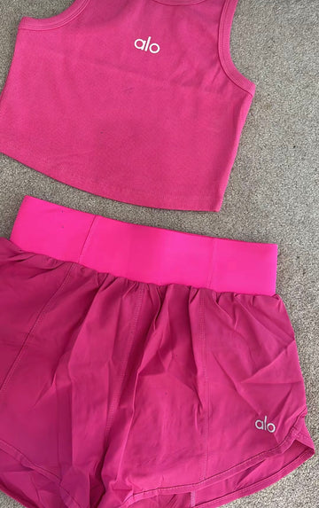 pink alo short set